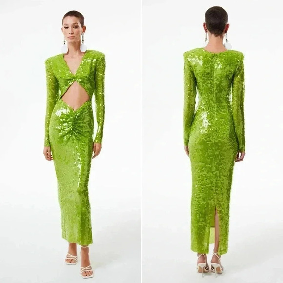 The New Arrivals by Ilkyaz Ozel Aurora Sequin Cut-Out Maxi Dress Evening Gown - Picture 2 of 14